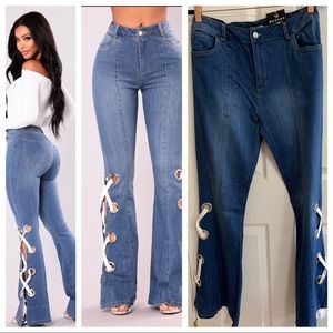 Dark wash bell bottom jeans